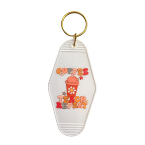 Coffee Teach Repeat Motel Keychain