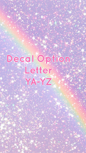 Decals for Cups-Letter YA-YZ