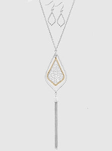 Marissa Ornate Stencil Metal Necklace & Earring Set