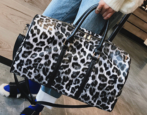 Black and White Leopard Duffel Bag