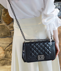 Large Black Quilted Shoulder Bag/Crossbody