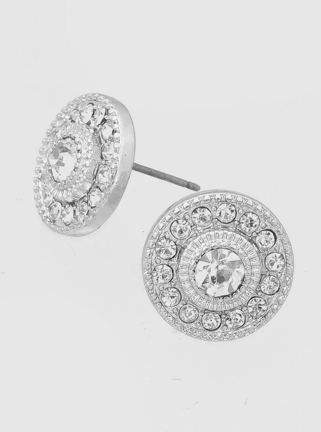 Anna Round Crystal Pave Stud Earrings