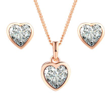 Load image into Gallery viewer, Rachel Rose Gold Heart Necklace and Earrings