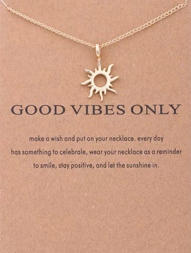 Inspirational: Good Vibes  Gold Sun Necklace
