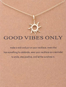 Inspirational: Good Vibes  Gold Sun Necklace