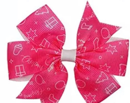 Pink and White Christmas With White Center Bow