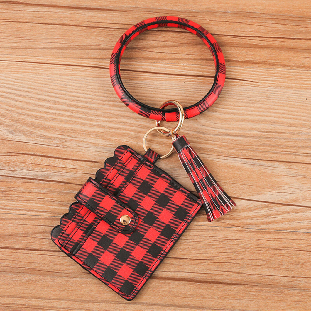 Red and Black Checker Pattern Mini Bag with Ring