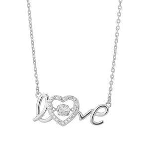 Silver Love With Heart Necklace