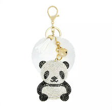 Load image into Gallery viewer, Panda Rhinestone With Pom Pom Keychain/Bag Charm