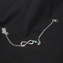 Load image into Gallery viewer, Silver Infinity With Turquoise Ball Ankle Bracelet