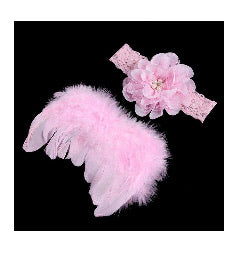 Newborn Baby Girl Angel Wings & Headband Photography Outfit