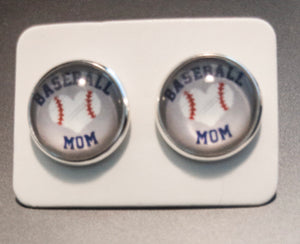Baseball Mom with Heart/ Silver Setting 12mm