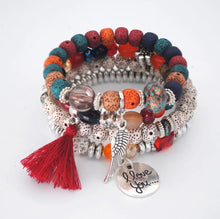 Load image into Gallery viewer, Bohemian Tassel and Wing Charm Bracelet Set