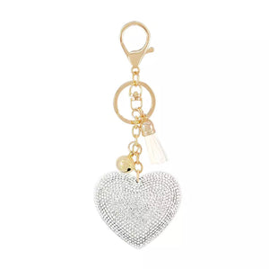 Ashley Heart Rhinestone Keychains/ Bag Charms