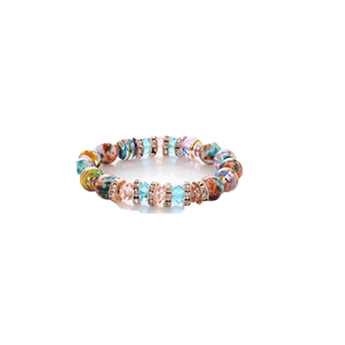 Amy Multi-Color Glass Bead Stretch Bracelet