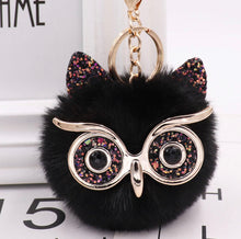 Load image into Gallery viewer, Owl Glitter Keychain