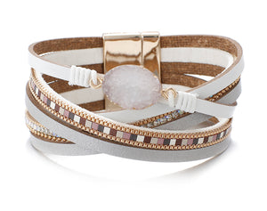 Lisa White Leather Bracelet