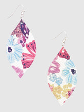 Load image into Gallery viewer, Mia Floral Print Marquee Shape Leatherette Drop Earrings