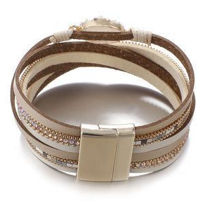 Lisa Beige Leather Bracelet