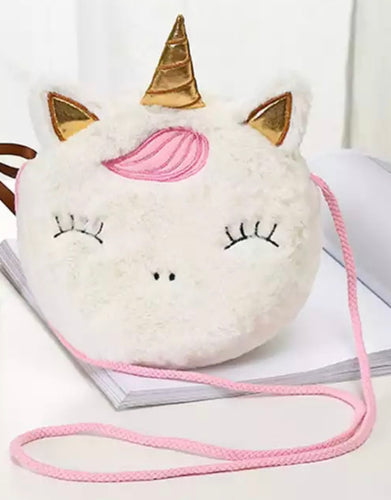 White With Pink Unicorn Cross Body Bag For Little Girls