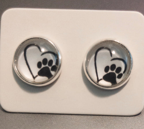Paw Print With Heart/Silver Setting