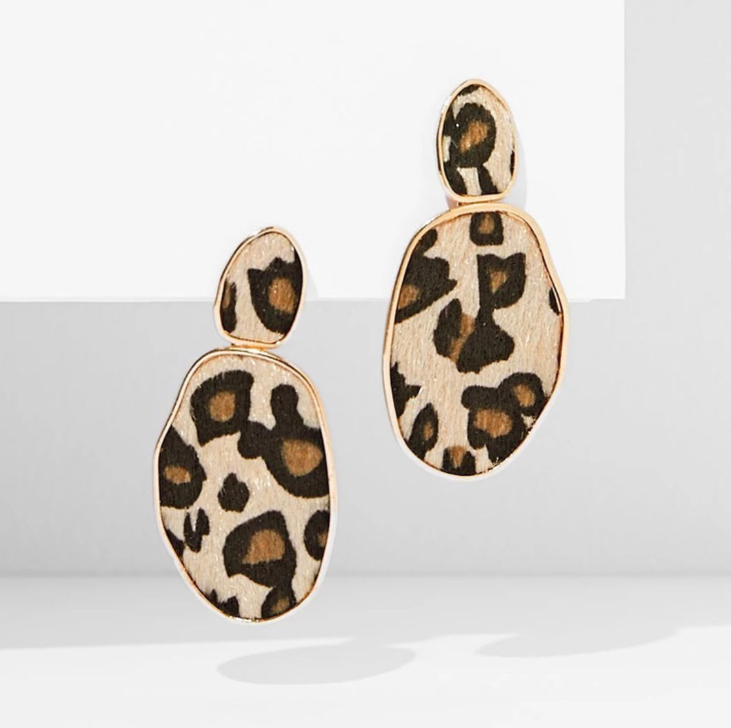 Jen Geometric Leopard Drop Earrings