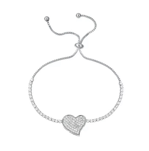 Daria White Gold Heart Bracelet