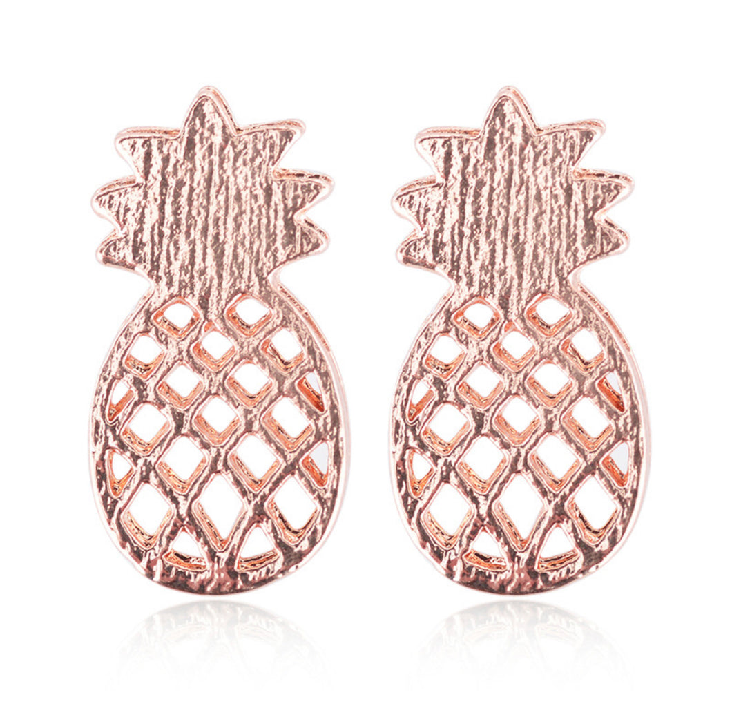 Metallic Pineapple Stud Earrings