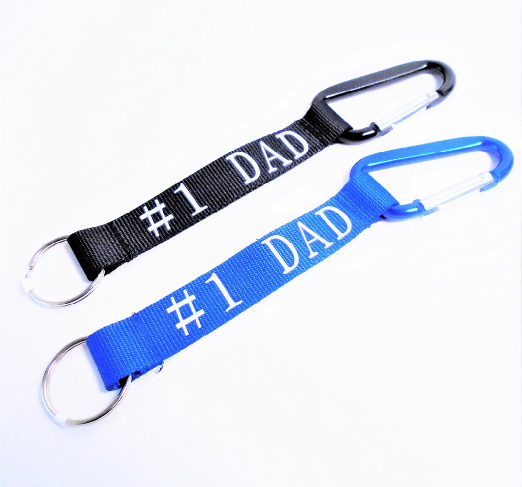 #1 Dad Keychain Strap with Clip