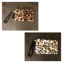 Load image into Gallery viewer, Fuzzy Leopard Wristlet/Makeup Bag
