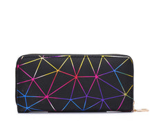 Load image into Gallery viewer, Black Colorful Geometric Long Wallet