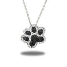 Load image into Gallery viewer, Paw Print Black and Clear Stone Necklace