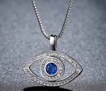 Load image into Gallery viewer, Silver Blue Evil Eye Necklace