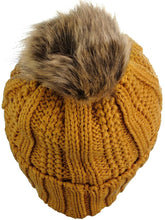 Load image into Gallery viewer, Mustard Color C.C Hat Fleece Lined with Pom Pom
