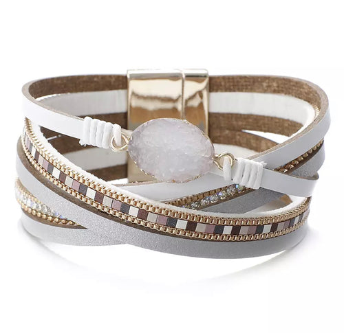 Lisa White Leather Bracelet