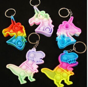 Unicorn/ Dinosaur Bright Multi Color Fidget Popper Keychain