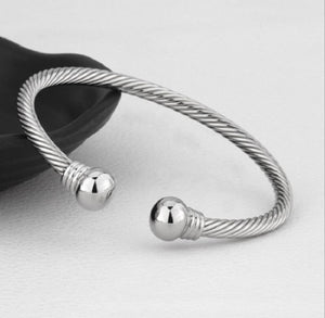 Silver Twisted Open Adjustable Bracelet