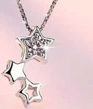 Load image into Gallery viewer, Silver Three Star Stack Necklace