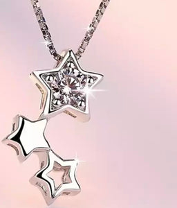 Silver Three Star Stack Necklace
