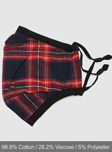Red and Navy Blue Plaid Reusable Mask