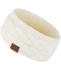 Load image into Gallery viewer, Ivory C.C Knit Fuzzy Lined Ear Warmer Ponytail Pony Headband