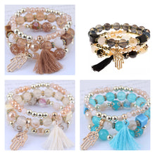 Load image into Gallery viewer, Crystal Stone Beaded Bracelet Set With Hamsa Hand