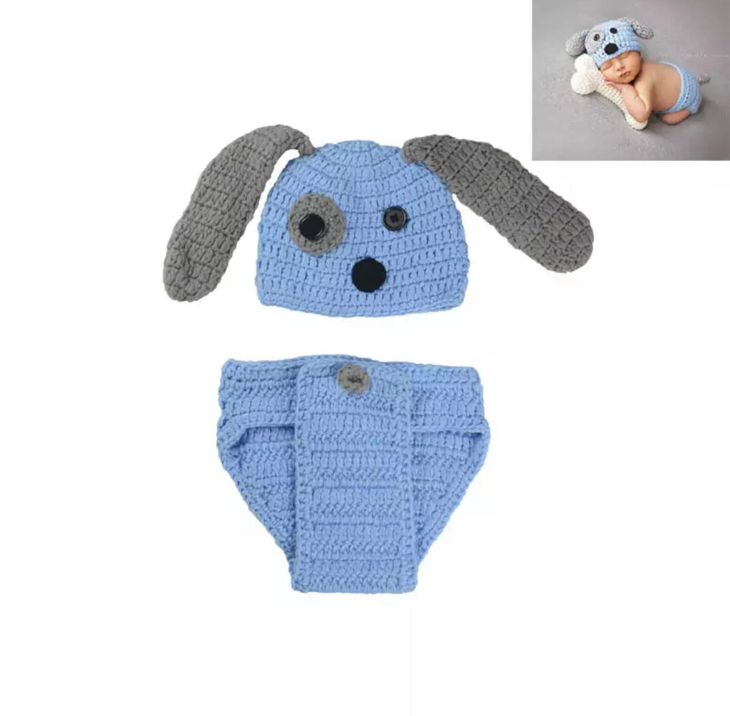 Blue Puppy Newborn Photography Outfit
