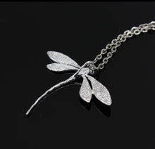 Load image into Gallery viewer, Silver Hammered Dragonfly Necklace