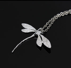 Silver Hammered Dragonfly Necklace