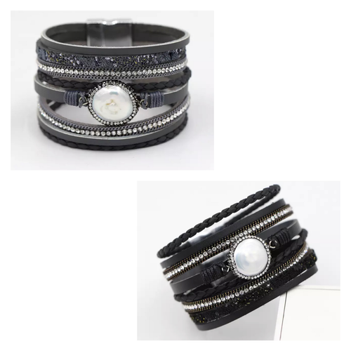 Sophia Multi-Strand Pearl Leather Bracelet