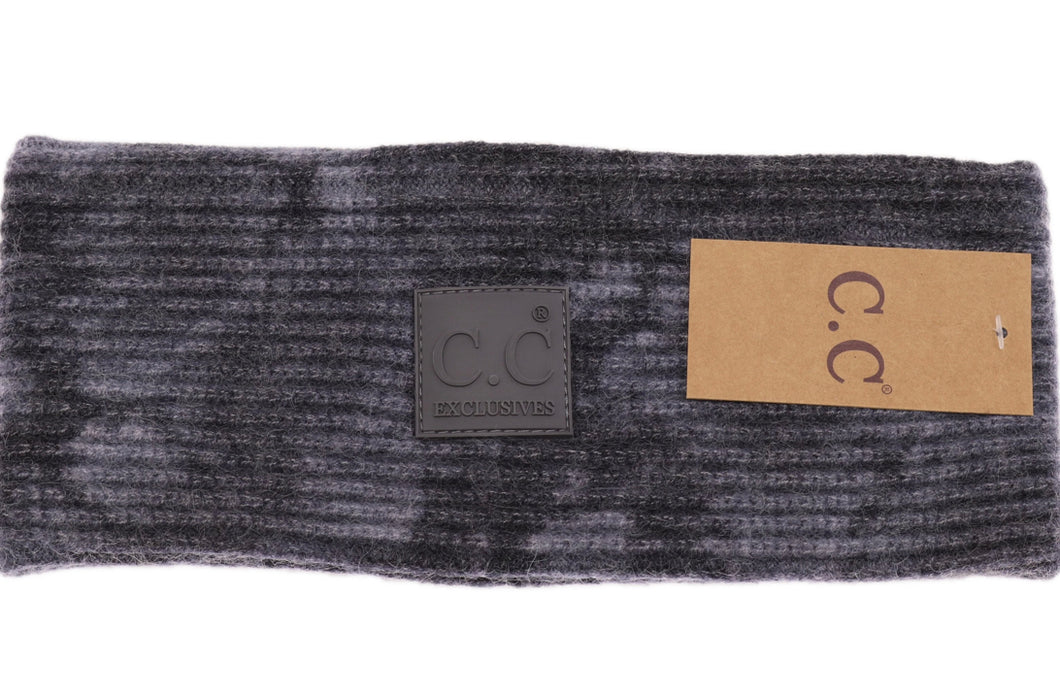 Dark Gray/Light Gray C.C Tie Dye Head Wrap with Rubber Patch