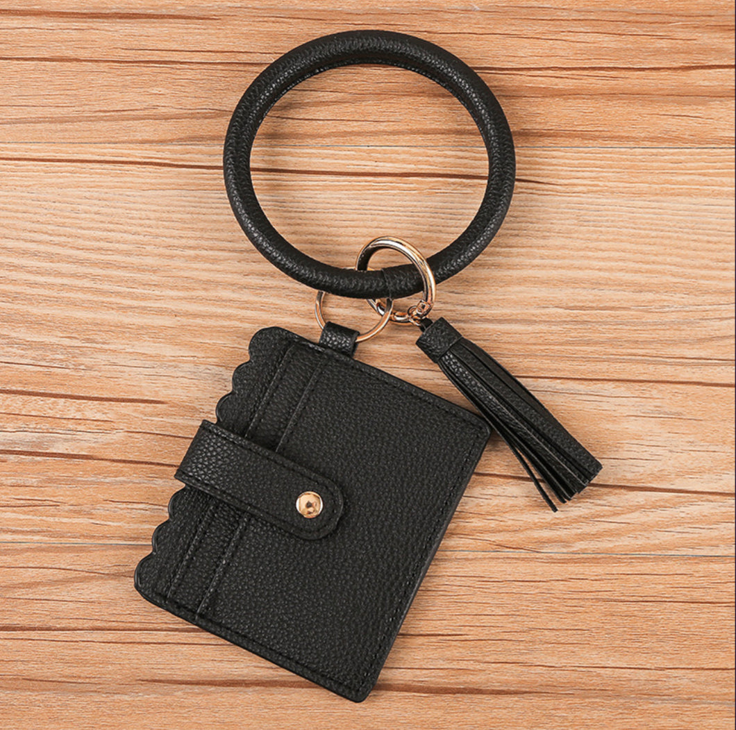 Black Card Holder Bracelet Key Ring