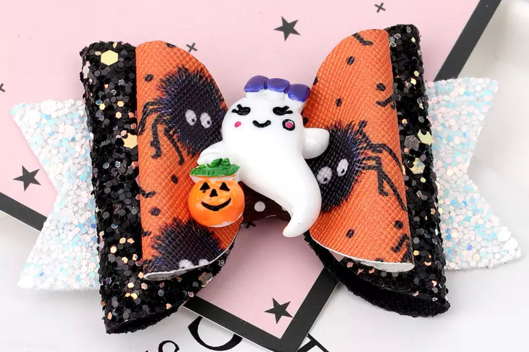 Black and White Glitter Ghost Halloween Clip