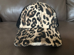 Leopard Women's Crisscross Pony Tail Hat